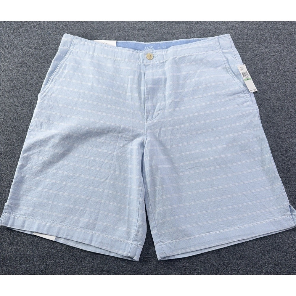 IZOD Saltwater Men's Cotton Shorts Relaxed Classic Fit Blue Size W34 9.5" NWT